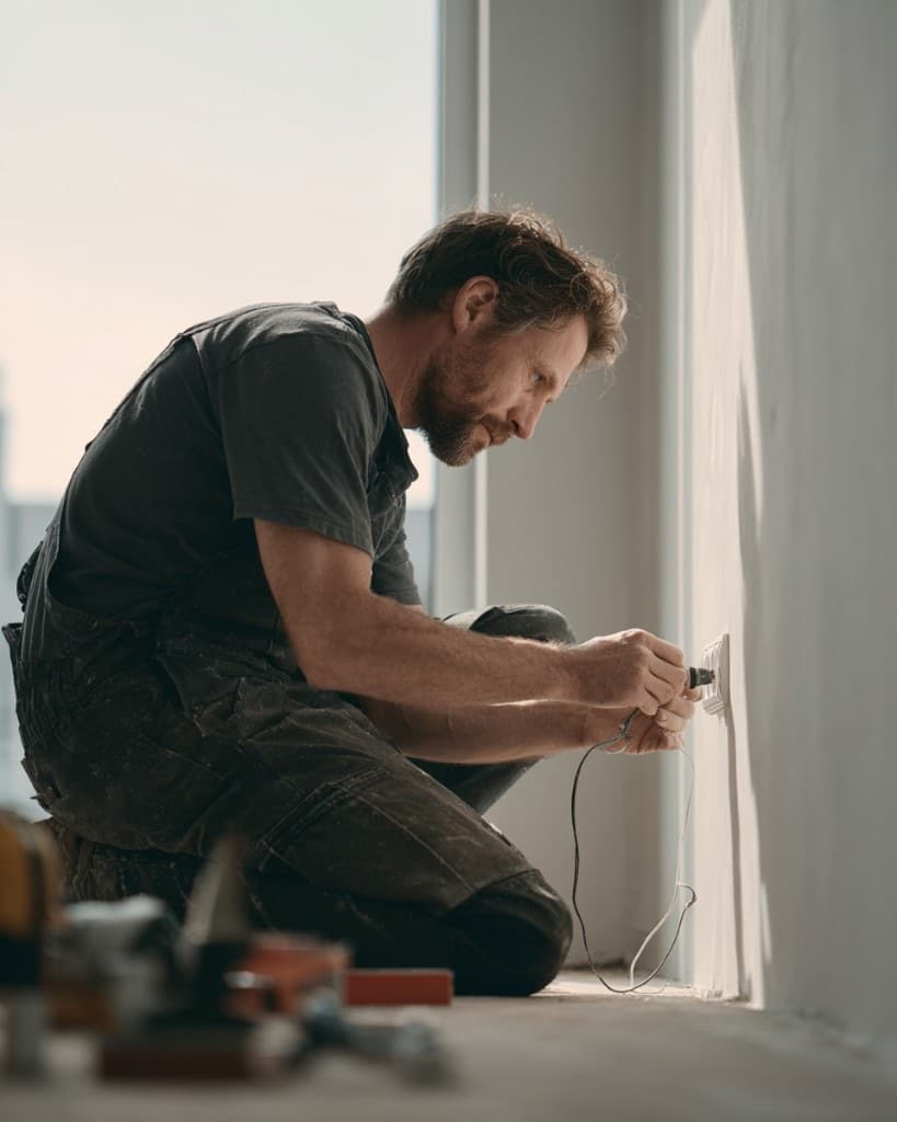 Elektriker bei der Installation